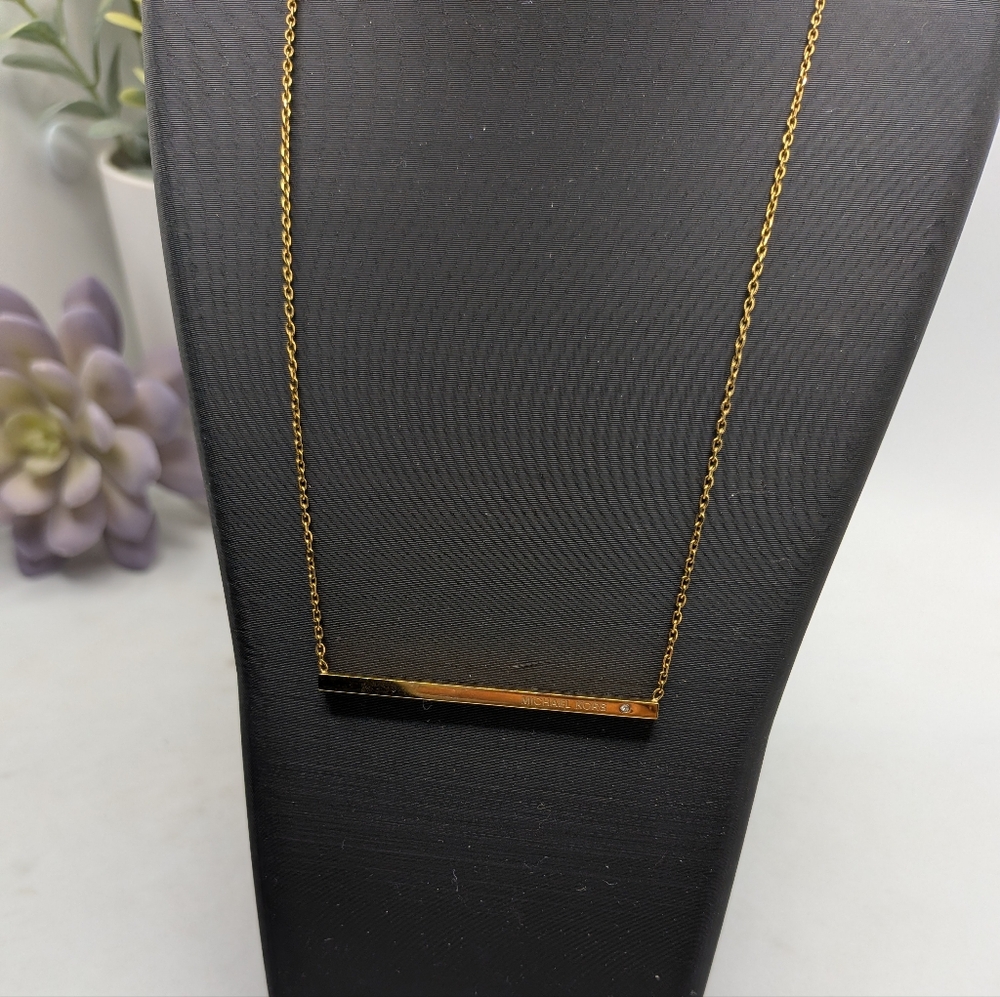 Michael Kors Polished Gold Bar Pendant Necklace